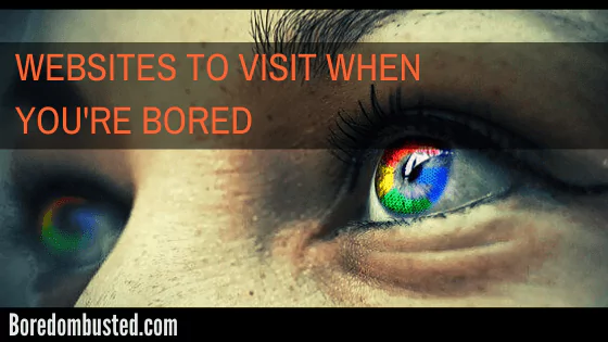 "Websites to visit when bored", womans eyes glowing