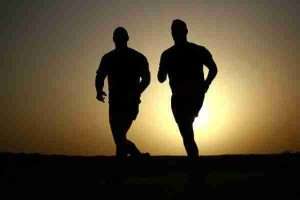 outside hobbies, running, exercise, two men running