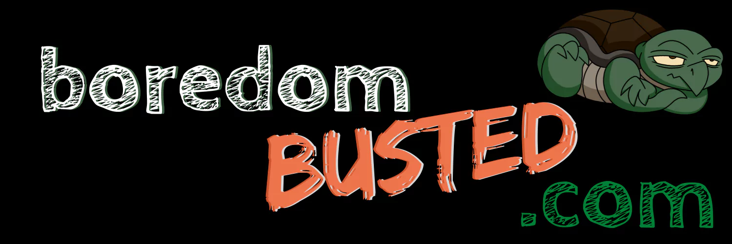 boredombusted header, bored turtle logo, "boredombusted.com",